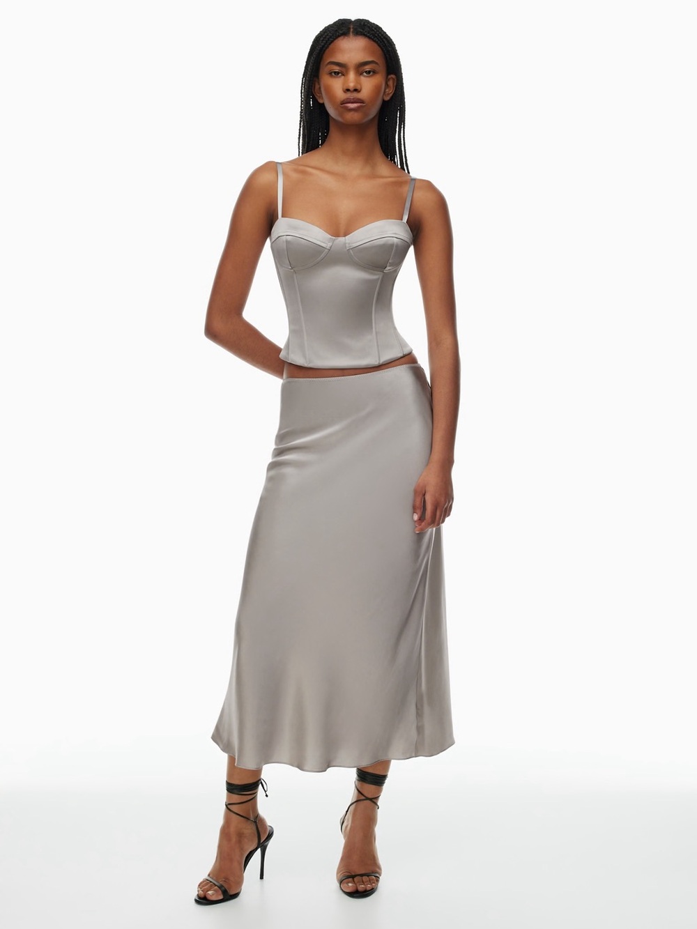 Aritzia Silver Satin Bustier Corset Top